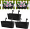 APACALI 3Pack Large Hanging Plant Pot, 40cm Over Fence Planters, Balcony Planters for Railing with Detachable Hooks, Hanging Flower Pots Fence Planters for Home Decor, Black, 4 Drainage Holes