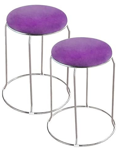 VVDPJLS Stapelstühle ， Stapelhocker, kreatives Wohnzimmer runder Stuhlschuhschuhschuhwechsel Metall Make -up Schlafzimmer Make -up Stuhl Flanell Kissen Lowhocker Möbel, Lila Innovate
