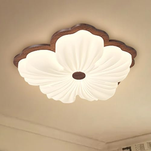 DDYY Matane LED Deckenleuchte Dimmbar 50W, Deckenlampe mit Fernbedienung, Creative Holz Deckenlampe in Blumenform, 51cm 5000lm Deckenbeleuchtung LED Acryl für Schlafzimmer Kinderzimmer Wohnzimmer