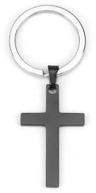 Silberner Schlüsselanhänger mit Kreuz, Kreuz Anhänger, Gelassenheitsgebet Geschenke für Frauen, Männer, Christliche Deko (Schwarz)
