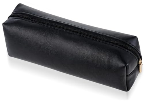 ZHAOYCSH Federmäppchen aus PU Leder - Schlampermäppchen mit Reißverschluss, Stiftetasche & Kosmetik-Organizer für Schule, Büro | Tragbare Schreibwaren als Geschenk für Teenager (Schwarz)