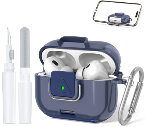 Custodia protettiva in TPU per AirPods Pro 2° Gen./1° Gen, TPU flessibile per urti, abrasioni, graffi, portachiavi e penna di pulizia. Compatta, ideale per l'uso quotidiano (blu scuro)