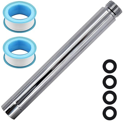 Cisolen Shower Head Extension Arm 15 cm Stainless Steel Shower Extension Pipe G1/2 Thread Straight Shower Rod Shower Head Shower Arm Extension Hand Shower Extender for Bathroom Accessories