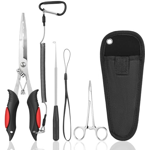 APXEL 5PCS Portable Fishing Pliers with Lanyard Sheath Multi Pliers Tool