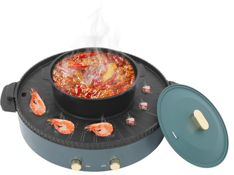 Hot Pot Elektrisch 2000W Elektrischer Kochtopf Mit Grill Hot Pot Kapazität 2.7L Elektrischer 2-in-1-Hotpot und BBQ Grill 42 * 11cm