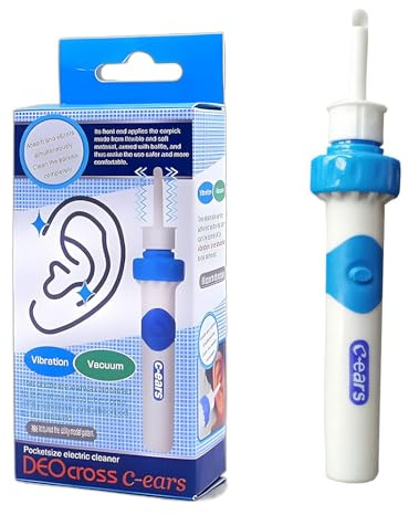 Limpiador oidos eléctricos aspirador de limpia oidos con 2 cabezales silicona y cepillo, ear cleaner para bebé y adultos, limpia oidos seguro quitar cera oidos, requiere batería AAA