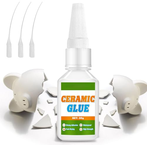 30G Realth Ceramic Glue - Strong Bond Repair Glue with Anti-Clog Cap, Fast Cure Clear, Fast Drying, Heat-Resistant Waterproof Super Glue for Ceramic, Pottery, Porcelain, Dishes, Tiles, DIY Craft