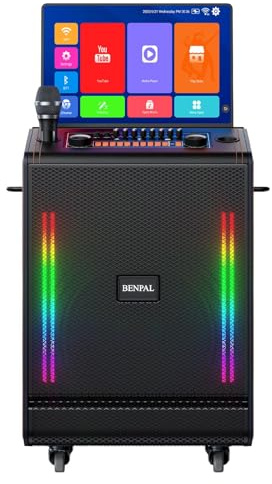 Smart Karaoke Machine with 17.3 Inch Touch Screen & Lyrics Display, Up to 1200W Powerful Speaker, Super Deep Bass Sound for Home Party, Outdoor - Perfect for Adults, Kids, Singers & Music Lovers