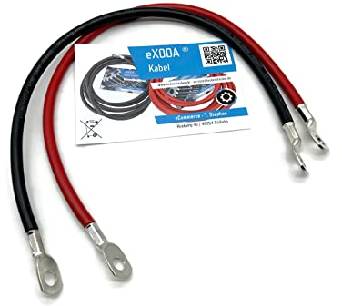 eXODA cable de batería de 50cm 25 mm² cobre cable de alimentación con ojales M10