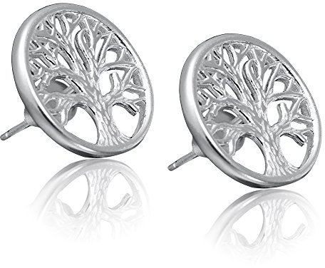 ANDANTE Pendientes de plata 925 para mujer, árbol de la vida, árbol de la vida, árbol de la vida, diámetro de 14 mm, Plata 925 (maciza), Sin piedra preciosa