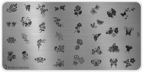 MoYou's XL Bridal 3 Stamping Schablone, Nail Art Stampling - Nagel Lack Stempel, Blumen und Schmetterlinge Maniküre