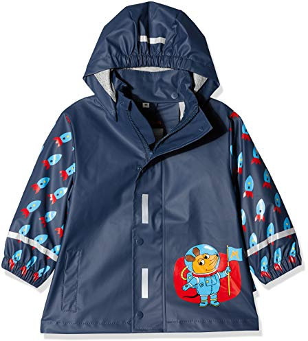 Playshoes Regenjacke Unisex Kinder Wind- und wasserdicht Regenmantel Regenbekleidung, Die Maus Weltraum, 86