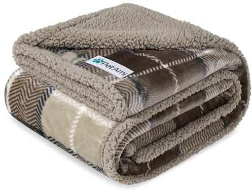 PetAmi wasserdichte Hundedecke für mittelgroße und große Hunde, Haustier-Welpendecke, Couch-Schutz, Sherpa-Fleece-Katzendecke, Schlafsofa, Möbelschutz, wendbar, weicher Plüsch, waschbar, 60 x 40 cm,