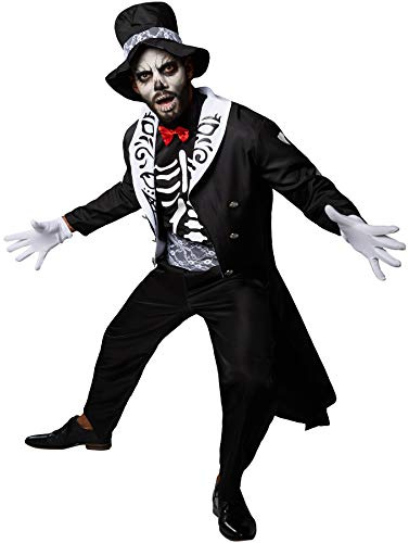 dressforfun 900419 - Herrenkostüm gruseliger Gentleman, Gruselig-galante Verkleidung in Schwarz und Weiß (S | Nr. 302020)