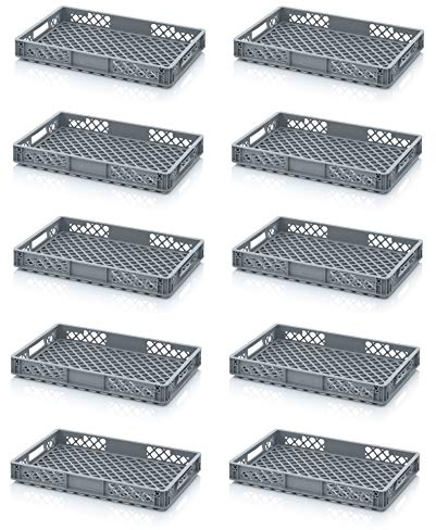 10x Bäckerkiste Cateringbox 60 x 40 x 7,5 durchbrochen inkl. Zollstock * Eurobehälter lebensmittelecht