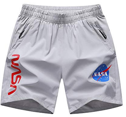 sandbank Herren-Shorts für Sommer, Strand, schnelltrocknend, mit Taschen, USA-Flagge - Grau - Large