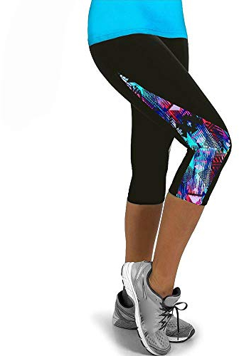 YEBIRAL Damen Sport-Leggings 3/4 Länge Bunte Sporthose Stretch Workout Fitness Jogginghose Trainingshose Yogahosen(L,Mehrfarbig)