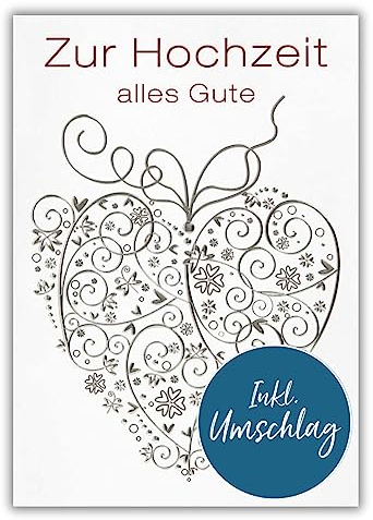 bsb Karte zur Hochzeit - liebevolle Hochzeitskarte mit Herz-Motiv - Hochzeitskarte Geldgeschenk - Hochzeit Karte mit Umschlag - Glückwunschkarte zur Ehe in A4-Format