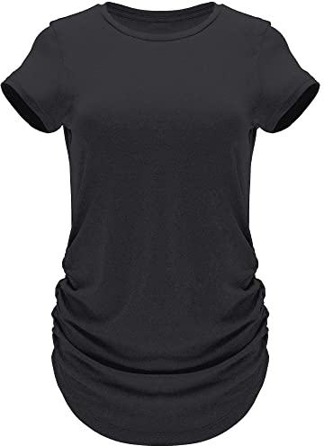GO HEAVY Damen Multifunktions Fitness Sport T-Shirt Kurzarm Yoga Gym Sportshirt Crew-Neck Atmungsaktiv Schwarz M