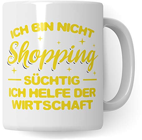 Pagma Druck Tasse Shopping, Shopping Queen Geschenk Becher, Shoppen Einkaufen Frauen Geschenkidee, Kaffeetasse Shopping-Queen Witz Kaffeebecher Witz