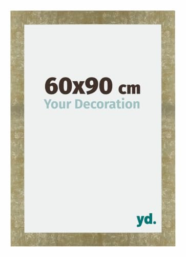 Yd. Bilderrahmen 60x90 cm Gold Antik - MDF Rahmen Mura | Your Decoration, Acrylglas aus Kunststoff, Wandmontage, Geeignet für Fotos, Poster und Puzzles, Made in Holland
