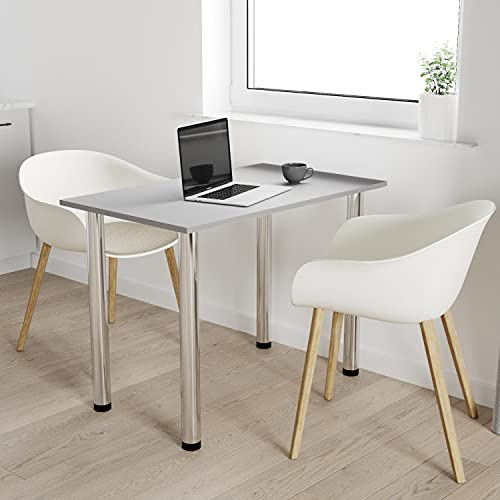 AKKE mikon 100x60 | Esszimmertisch - Esstisch - Tisch mit Chrombeinen - Küchentisch - Bürotisch | Light Graphite