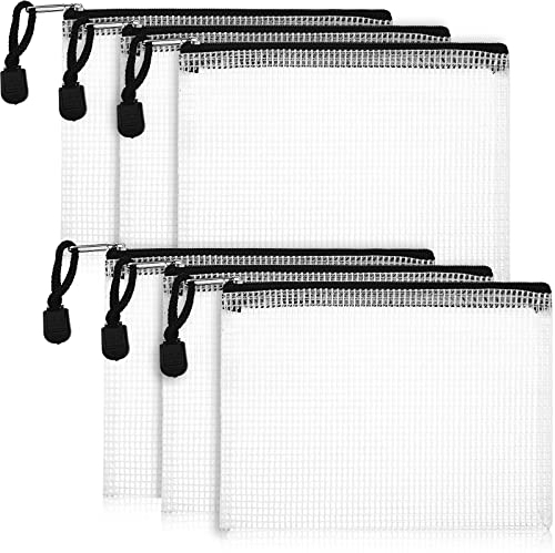 Mesh Reißverschlusstasche A6 Größe Mesh Aktenordner Dokumententasche, PVC Reißverschlusstasche für Organisieren, Kunststoff Netztaschen für Schule Büro Zubehör, 6,5 x 4,9 Zoll (6 Stück)
