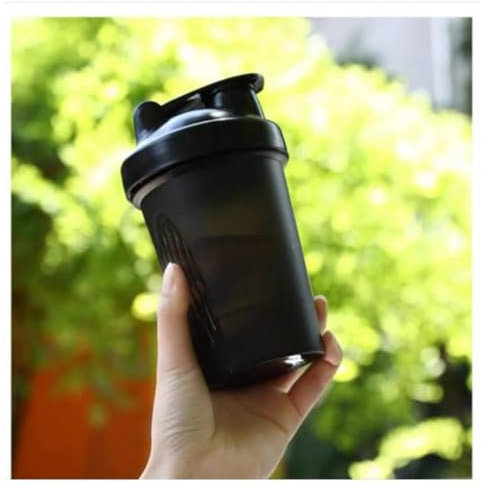 Protein Shaker Bottle Blender for Shake and Pre Work Out, Best Shaker Cup (BPA free) w. Classic Loop Top & Whisk Ball, Kitchen Water Bottle (Black Top/Black Body, 16OZ-400ML-1PACK)