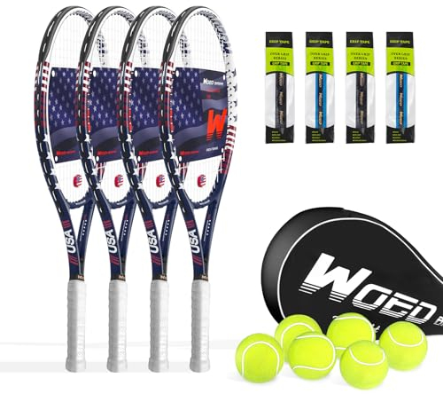 Tennisschläger für Erwachsene 27 Zoll Tennisschläger Set inklusive Tennisschläger Tennisbälle Overgrips Vibrationsdämpfer Tennistasche