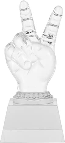 Toyvian Trophy Medal Clear Glass Handshake Trophy Custom Award with Engraving Custom Appreciation Award Thumbs up Trophy Hand Sculpture Shelf Figurines Glass Trophy Crystal Jewelry Rack