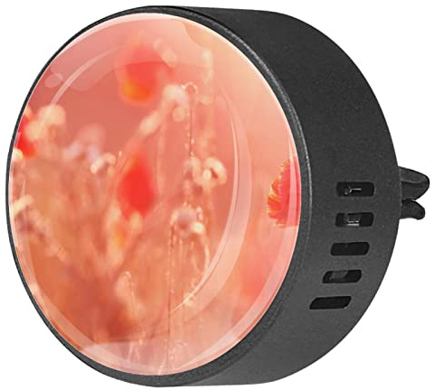 Quniao Summer Poppy Flowes 2PCS Custom Car Aromatherapy Air Freshener Diffuser Car Fragrance Diffuser Locket Car Diffuser Vent Clip Apply for Car, Office, Kitchen