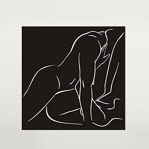 Paar Kamasutra Print Line Nacktheit Wandkunst Nacktheit Leinwand Malerei Retro Wandbilder for Wohnzimmer Wohnkultur Kein Rahmen (Color : A, Size : 50X50CM No Frame)
