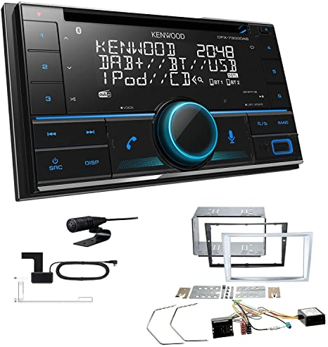 Kenwood DPX-7300DAB 2-DIN Autoradio mit Bluetooth Digitalradio DAB+ USB CD passend für Opel Astra H 2004-2010 matt Chrome inkl Canbus