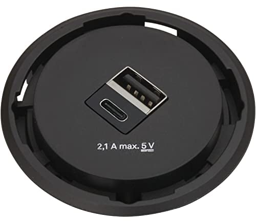 EVOline One 2fach USB Charger A+C, schwarz DM 59 mm