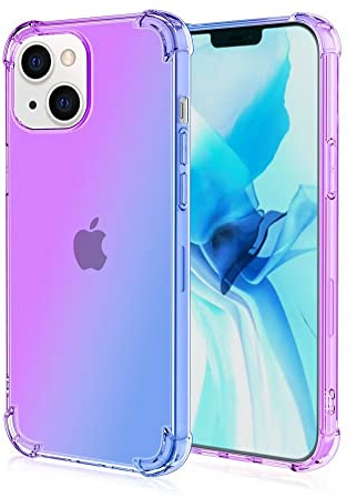 EASSGU Custodia per iPhone 13 (6.1 Inches), Cover Silicone TPU Colore Sfumato Trasparente, Custodia per Telefono Antiurto e Antigraffio - Blu Viola
