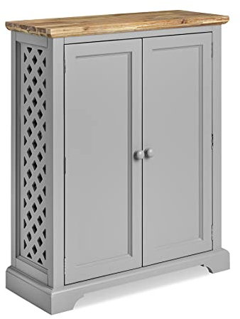 Florence Shoe Storage Cabinet | Wooden Shoe Rack | Dove Grey Hallway Shoe Organiser with 2 Doors | Fully Assembled Shoe Storage Unit | Hallway Entryway Furniture