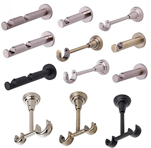 MDEKOR Wandträger 1-läufig Silber Grau P Wandhalter mit Metallmontageplatte für Gardinenstange 19 mm