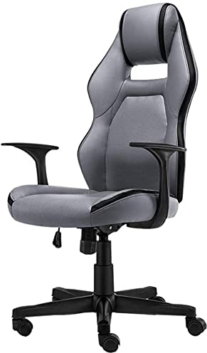 MOLVUS Bürostuhl Ergonomischer Massage-Gaming-Stuhl mit Fußstütze Racing-Stil Bürostuhl höhenverstellbar (Farbe: Grau) (Gaming-Stuhl) (Grau)