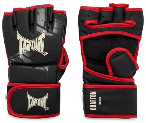 Tapout MMA-Trainingshandschuhe aus Kunstleder (1 Paar) CRAFTON, Black/Red/Ecru, S, 960004