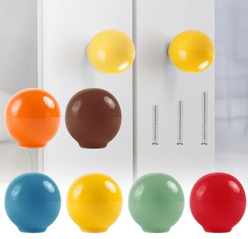 ShipeeKin 4x Perillas de cajón Tiradores pequeños para cómodas de niños pequeños, Mini tiradores de cerámica para muebles, coloridos tiradores de gabinete 23mm