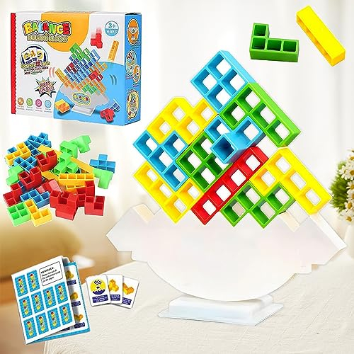 HEYIDAMAI Tetris Tower,Tetra Tower Spiel,Tetris Tower Spiel,Balance Spiel,48-Blocks Schaukelstapel hoch Kinder-Balance-Spielzeug,Tetris Spiel Kinder,lustiges Spielzeug für Kinder, Erwachsene, Party.