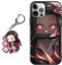 Handyhülle für Apple iPhone 15 PRO MAX Hülle 6.7 Zoll, Anime Kamado Nezuko Tanjirou Mit Schlüsselbund Muster Design Manga Case Cartoons Schutzhülle TPU Silikon Charmant Für Jungen Frau