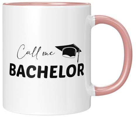 TassenTicker - Call me a Bachelor - Geschenk zum Bachelor - Geschenkidee - Prüfung bestanden - Abschluss - Lustiger Spruch - Kaffeetasse - Rosa