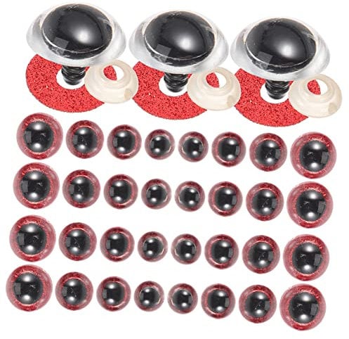 TEHAUX 40pcs Doll Eyes Kids Decor Bidoof Plush Stuffed Puppets Eyes Decorative Artificial Eyes Plush Baby Doll Creative Artificial Eyes Plush Doll Red Needle Felt Animal Plastic