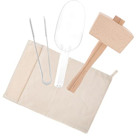 PRETYZOOM 1 Satz Zerkleinertes Eispaket Holzhammer Zerknitterte Tasche Aus Stoff Eiswerkzeug Mojito-Muddler-hämmer Eisbrecher Aus Holz Brechsack Plastik Eiswürfelschale Bar