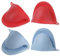 sourcing map 4pcs Mini Silicone Oven Mitts 110x85x70mm Small Heat Resistant Rubber Air Fryer Gloves for Kitchen Cooking and Baking, Red Nordic Blue