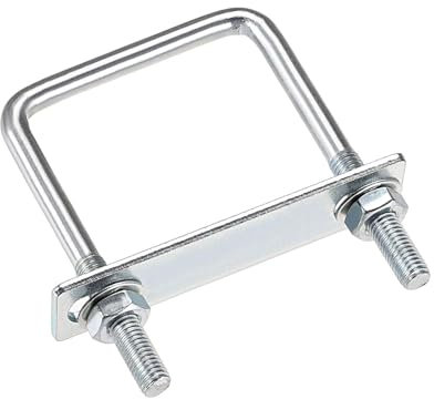 TA-VIGOR 4 sets M8 Square U-Bolts, 60mm Inner Width 100mm Length Steel U-Bolts with Nut, Plate, Washer for Attaching Piping Conduit Cable Tube Brackets Boat Trailer