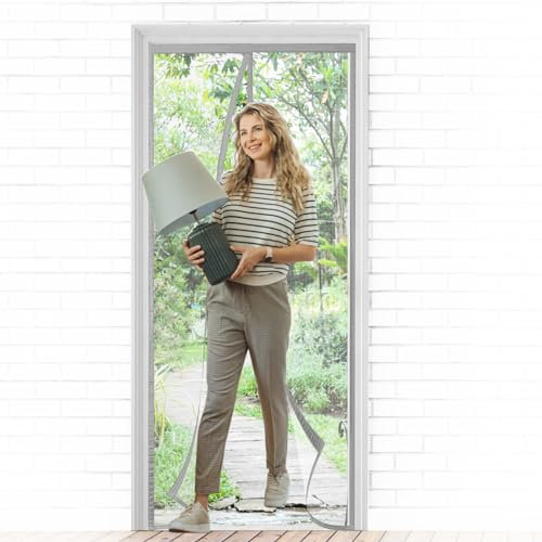 Wzlxcxxy Zanzariera Magnetica 140x240cm, Zanzariera Porta di Nuova Concezione, Buona Estate Lontano dalle Zanzare, Grigio