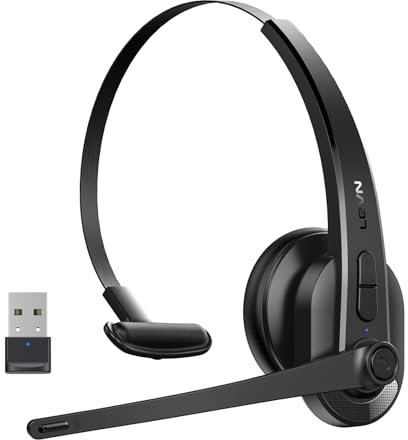 LEVN Casque sans fil avec micro anti bruit pour le travail, casque Bluetooth avec microphone antibruit AI