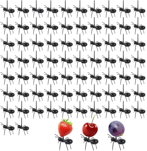 Food Picks Kinder, 72 Stück Piekser Fingerfood Spieße Ameisen Obstpieker Ant Obst Gabel Wiederverwendbar Obstgabeln Mini Zahnstocher Picker für Snack Kuchen Dessert =